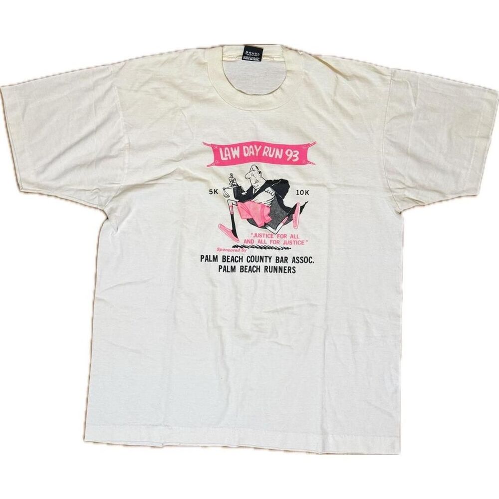 Screen-stars Men's White and Pink T-shirt
